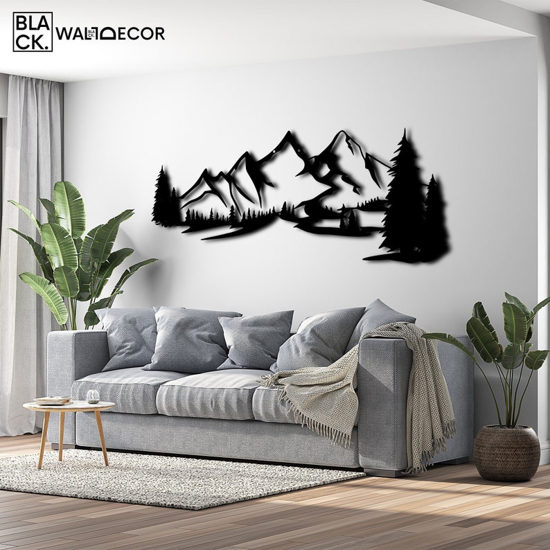 Mountain Metal Wall Art Living Room Wall Art Large Metal Etsy