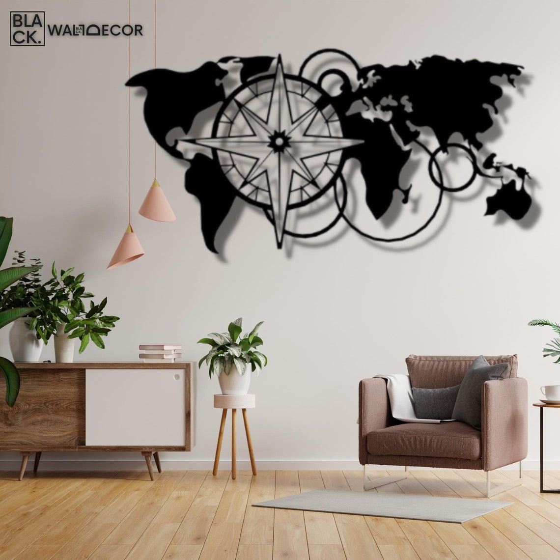 World Map Metal Wall Decor Metal Wall Hanging World Map Etsy