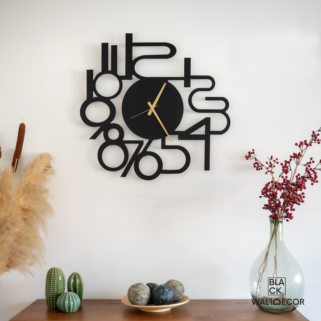 Oversized Metal Wall Clock With Numbers, Silent Large Wall Clocks ...