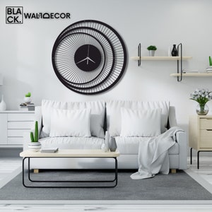 Unique Design Metal Wall Clock, Round Wall Clock, Triple Circle Metal Wall Clock, Large Black Wall Art Clock, Modern Wall Clock image 5