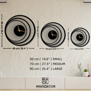 Unique Design Metal Wall Clock, Round Wall Clock, Triple Circle Metal Wall Clock, Large Black Wall Art Clock, Modern Wall Clock image 8