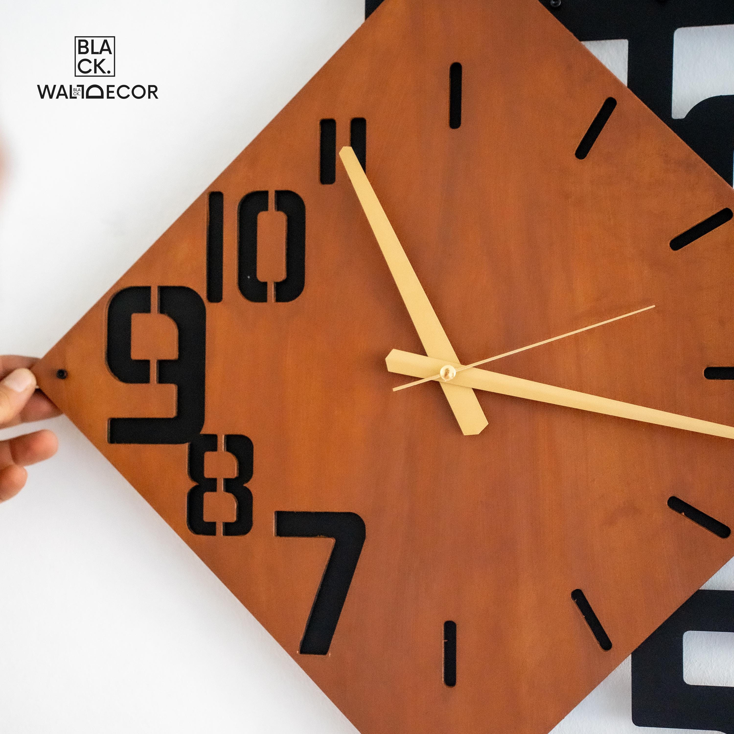 Wood Wall Clock With Numbers Silent, Designer Home Clock