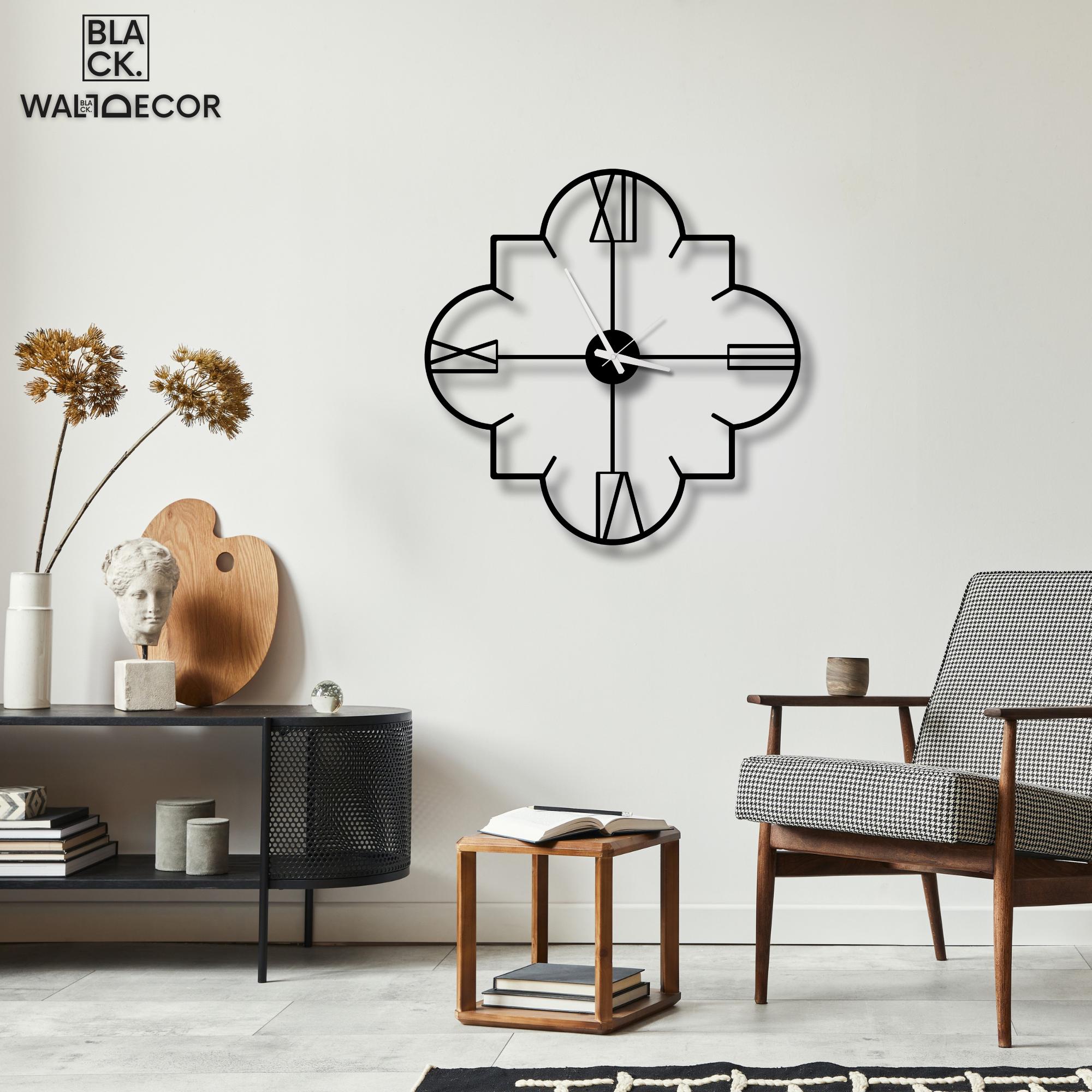 Clover Clock With Numbers, Oversized Metal Wall Clock, Silent Quartz ...