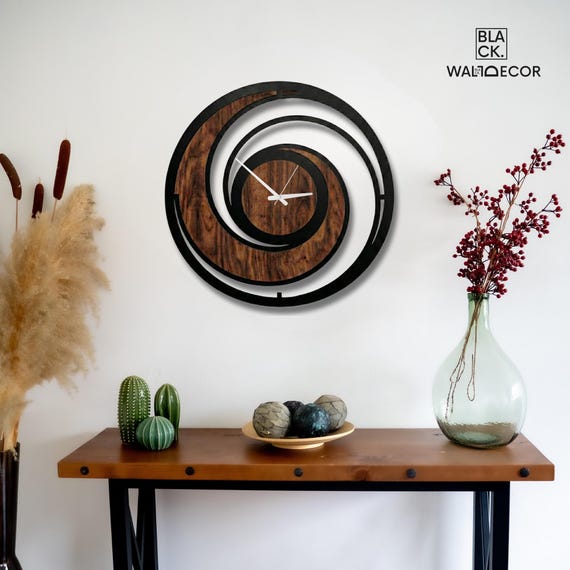 Unusual Circle Wooden Wall Clocks, Unique Wall Clock, Modern Living Room Decor, Oversized Design
