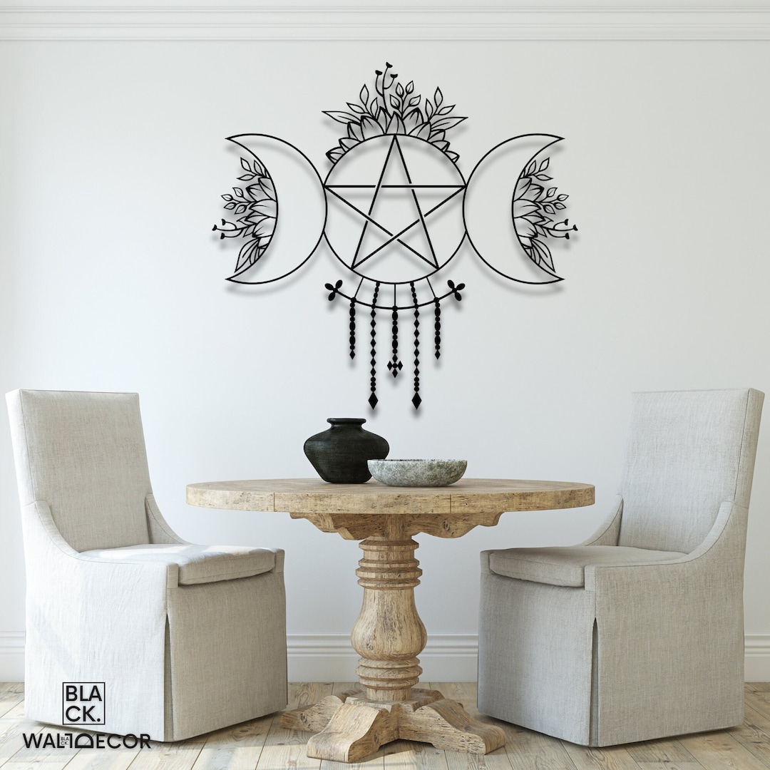 Triple Moon Wall Art, Boho Metal Wall Decor, Large Wall Art for Bedroom