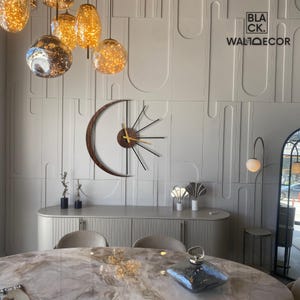Horloge murale lune et soleil, décoration de salon moderne, horloges murales inhabituelles, quartz silencieux Gold
