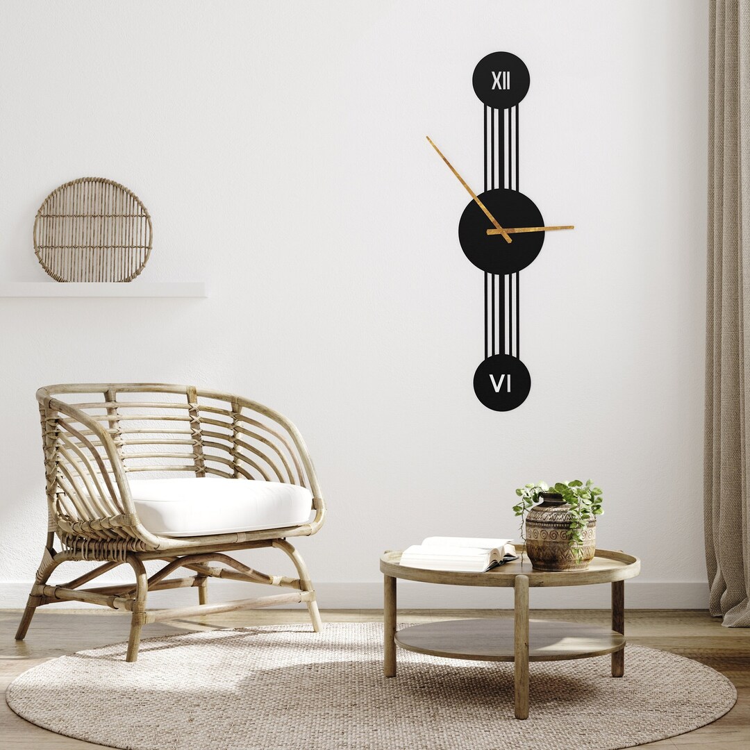 Metal Wall Clock, Stylish Wall Clock, Unique Clock Geometric, Oversized