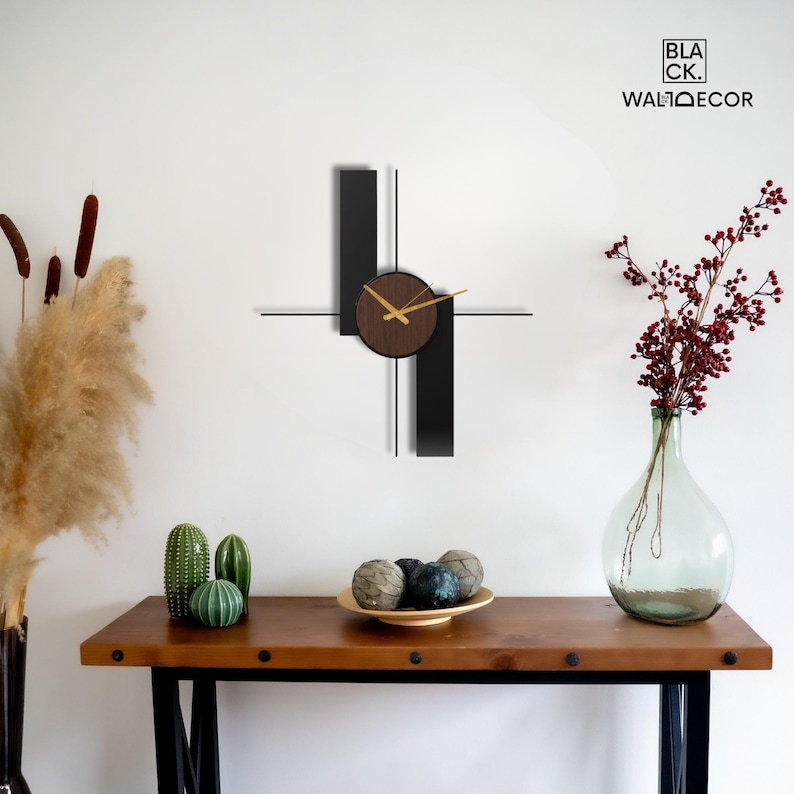 Rounded Rectangle Clock Plus Rectangle Wooden Wall Clocks, Modern Oversized Wood Wall Clock ...