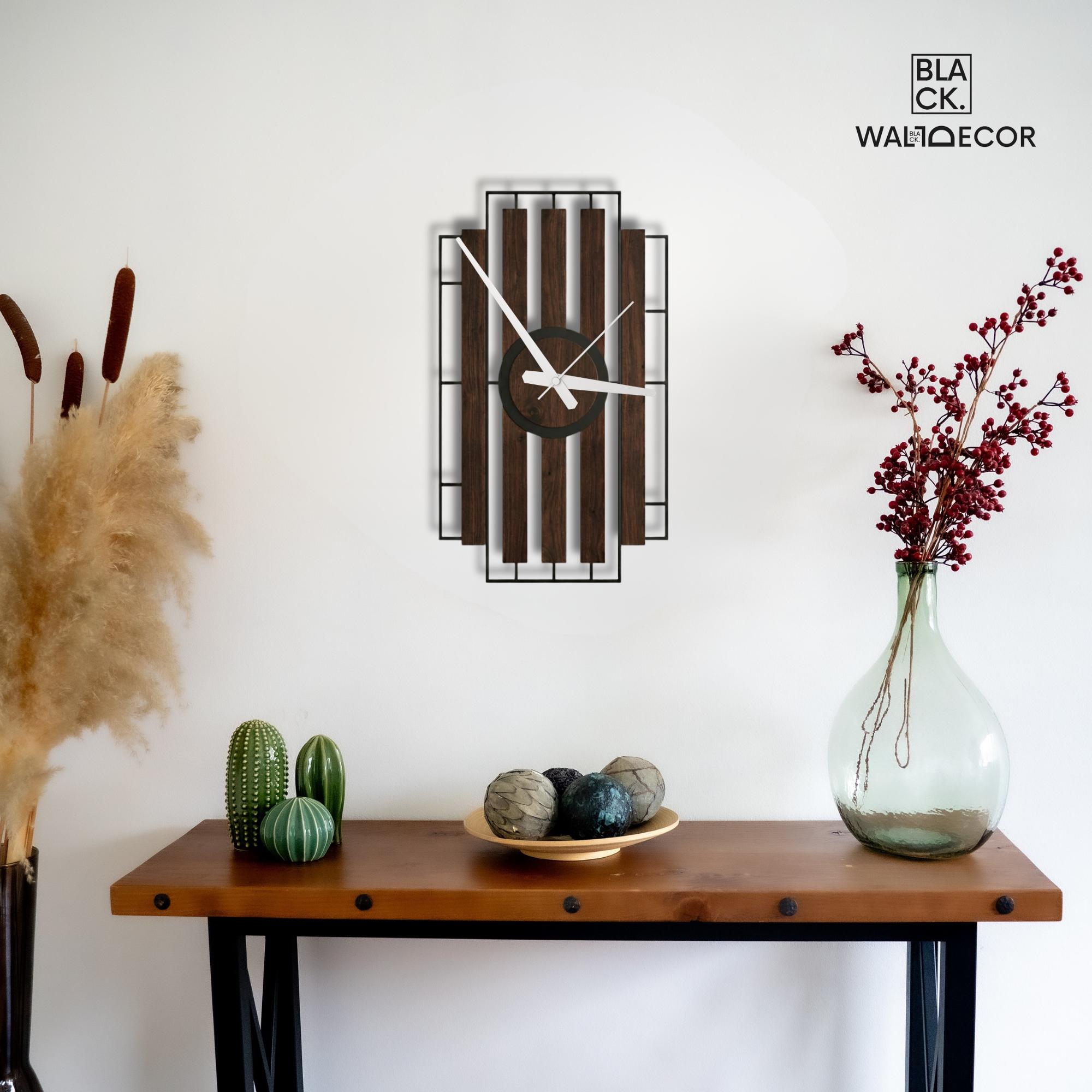Rectangle Modern Wood Wall Clocks, Non Tick Clock, Living Room Designer ...