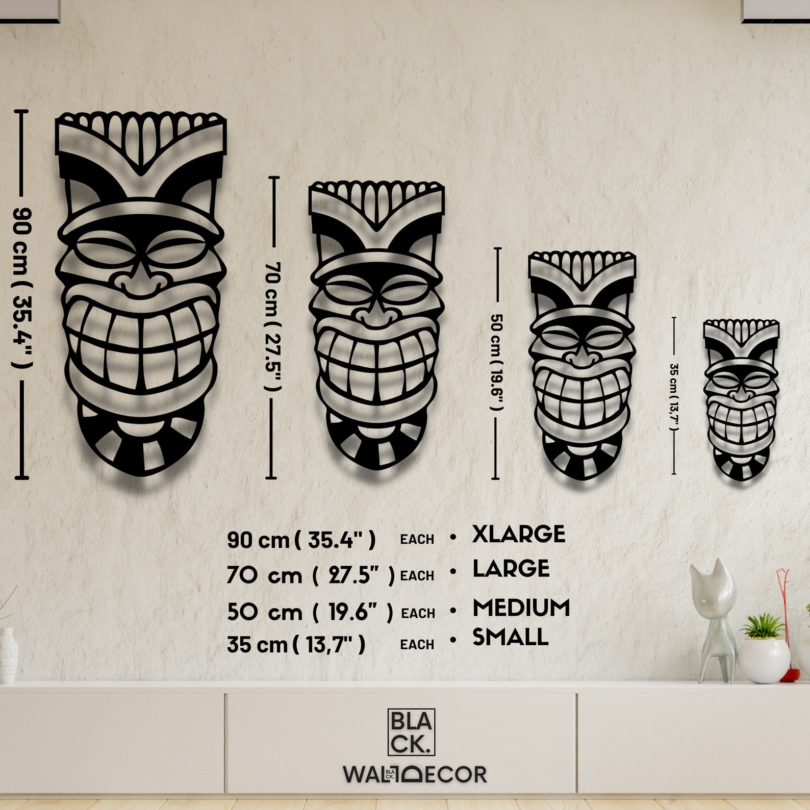 Tiki Mask Wall Decor Set, 4 Piece Tiki Mask Wall Art, Modern Wall Decor ...