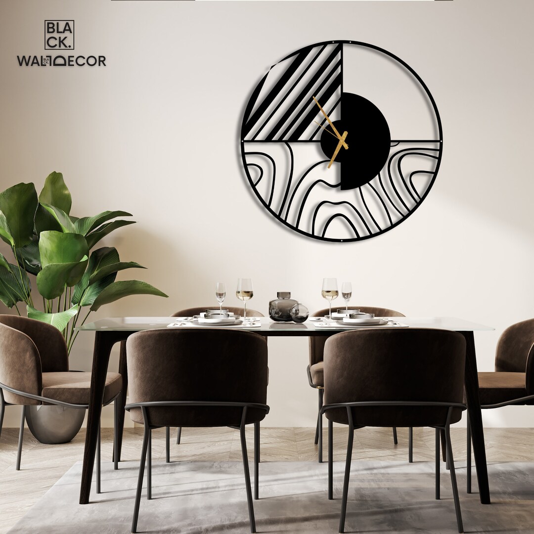 Unique Wall Clock, Metal Wall Clock, Art Deco Clock, Kitchen Wall Clock