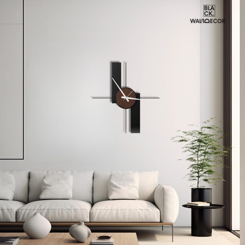 Rounded Rectangle Clock Plus Rectangle Wooden Wall Clocks, Modern Oversized Wood Wall Clock ...