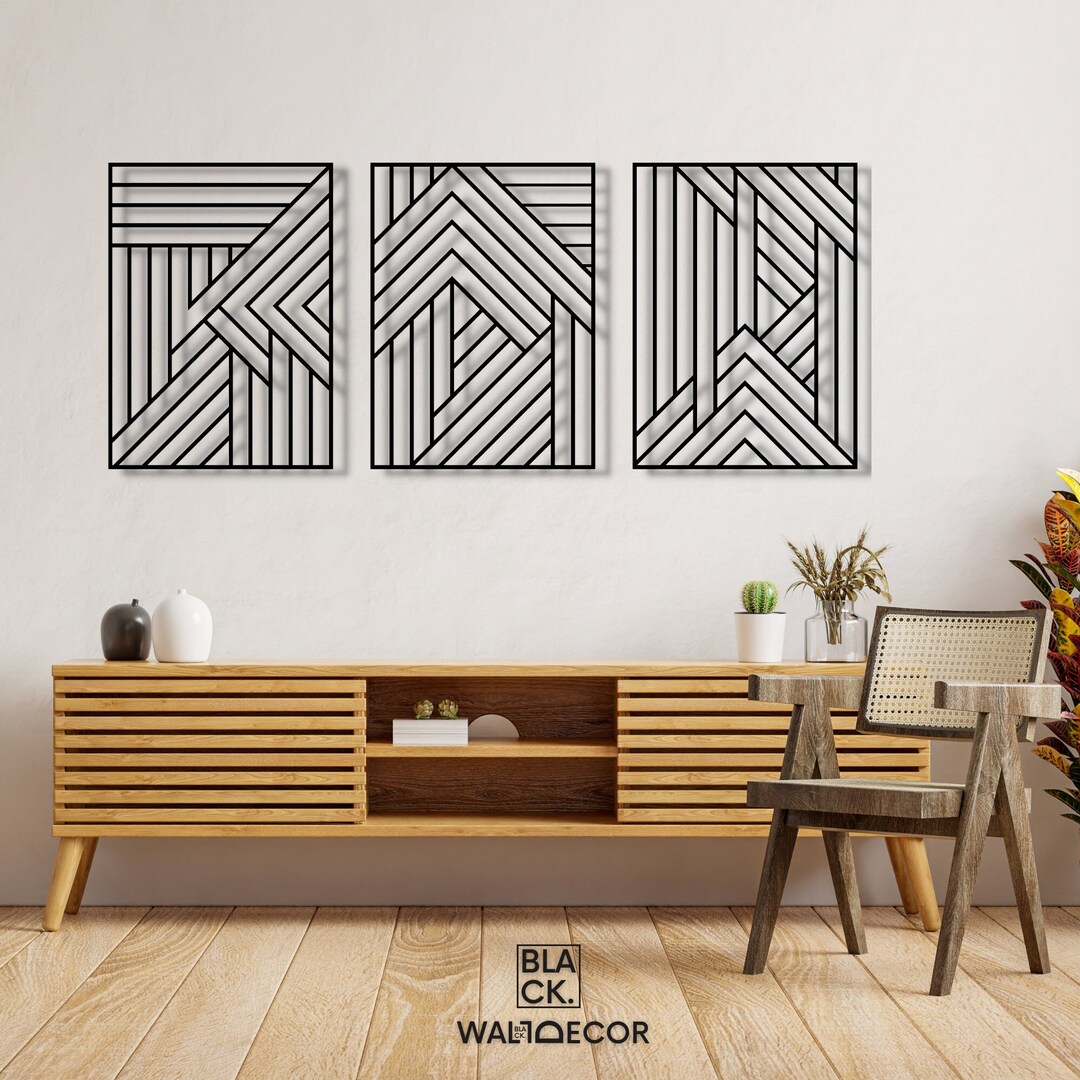 Geometric Wall Art Set, 3 Piece Wall Art, Abstract Wall Art Set, Modern ...