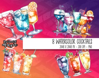 カクテル PNG、水彩食品クリップアート、イラスト、商用利用