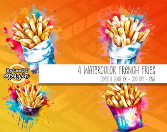 フライドポテト / Pommes Frites PNG、水彩食品クリップアート、イラスト、商用利用
