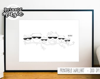 ウォールアート - ギャングスターライフフクロウ - ベクターアート - 印刷可能 - デジタルダウンロード