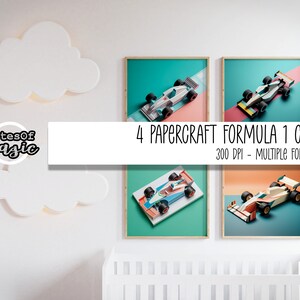 Papercraft Formula 1 - Indycar - Wall Art - Playroom Decor, Nursery Prints Set, Digital Download
