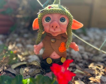 Muñeca de elfo de silicona de 20 cm / Hada del bosque, pieza de colección de arte fantástico (pieza única)