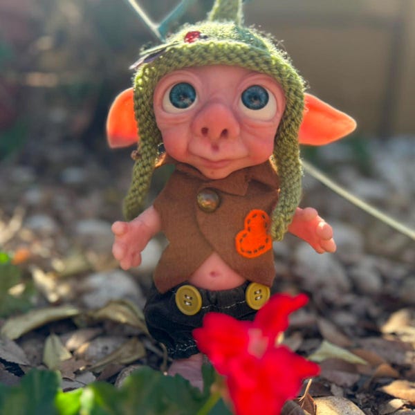 Silicone Elf Doll 20cm | Woodland Pixie Fantasy Art Collectible (OOAK) Tippie