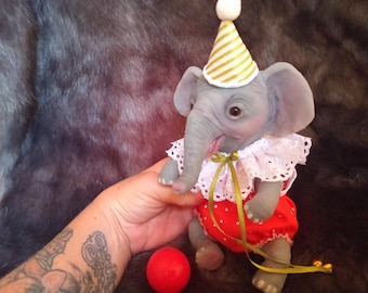 Hand-Sculpted Baby Elephant Doll: Platinum Silicone Collectible