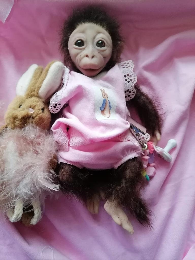 Handmade Platinum Silicone Monkey Baby Doll: Collector's Item - Etsy