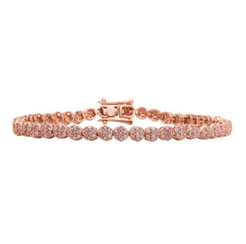 Natural Pink Diamond Tennis Bracelet in 10K Solid Rose Gold, Pink