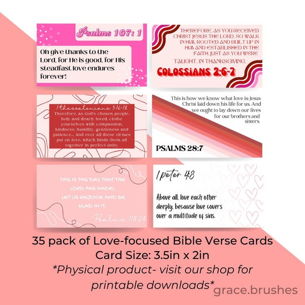 35 Pack Bible Verse Love Pass it on cards |  Valentine's Day | business card size | modern Christian card | love pass along scripture card