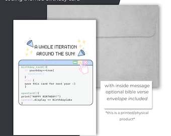 Coding Birthday Card: Computer Science STEM BDAY with Optional Bible Verse