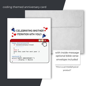 Biglietto di anniversario a tema codifica / 5x7 / Buon anniversario / Busta inclusa / Biglietto piegato / A tema informatico