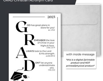 Tarjeta de Graduación Cristiana: Versículo Bíblico con Acrónimo (Descarga Digital)