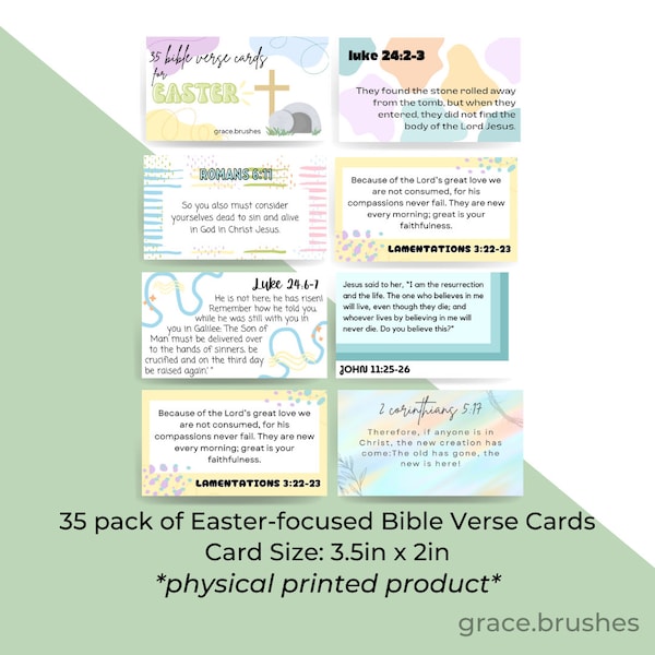 35 Pack Bible Verse Easter Pass it on cards | Resurrection Sunday | business card size | modern Christian card | Spring Scripture cards