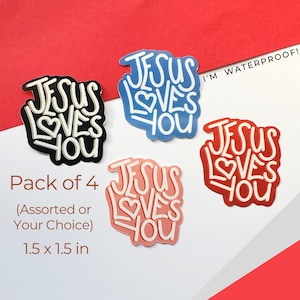 Jesus Loves You Valentine Sticker | pack of 4 | Borderless Diecut | Modern Kids Crafts Bible verse Stickers | Valentine&#39;s Day
