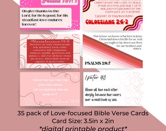 Printable Download Bible Verse Valentine's Day Pass Along Cards | 35 pack of Scripture Cards Love-Focused | Christian NIV Digital Cards