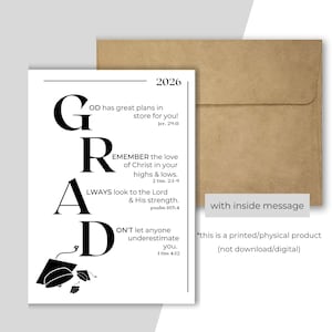 Grad Christian Acronym Card | Happy Graduation | Congratulations | Bible Verse | Folded Card with Envelope | Encouragement