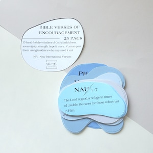 Minimal Blue Pass it On Cards | Bijbel vers kaarten | 3,5x2in | 25 stuks | Moderne organisch gevormde christelijke | Op geloof gebaseerde | Bemoediging