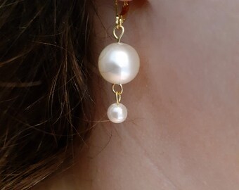24K Gold Plated Pearl Drop Earrings: Hypoallergenic Bridal Jewelry