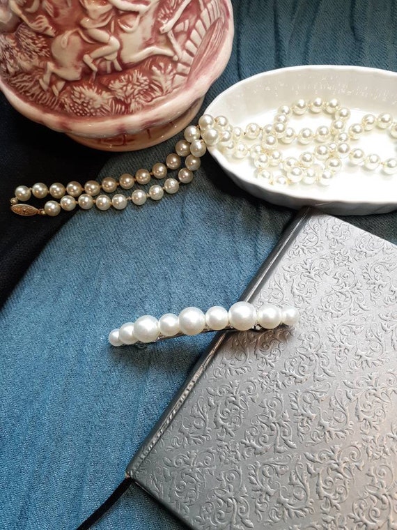 Handmade Pearl Barrette, Silver or Gold Hair Clip, Wedding Accessory