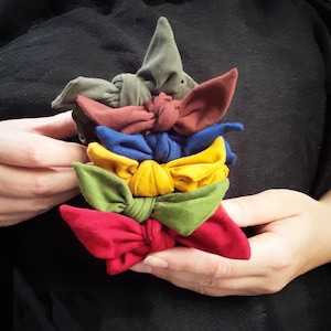 Organic Cotton Knot Scrunchie: Handmade Bow Bunny Ear Hair Tie