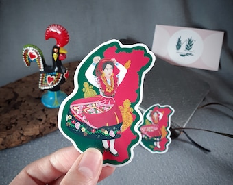 Folklore-Tänzerin Aufkleber: Traditionelles Kleid, wasserfest aus Vinyl