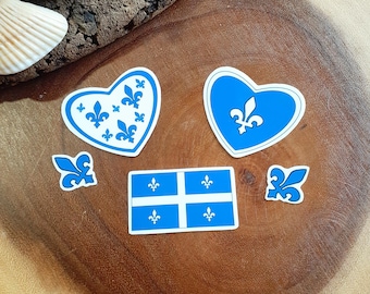 Québec Flagge Vinyl Aufkleber: Französischer kanadischer Stolz, Fleur-de-lis Dekor