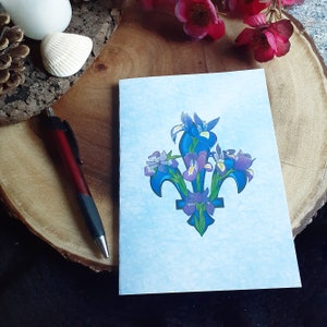 Fleur de lys symbole emballé avec plus de fleur de lys ; Québec, carte vierge ; Enveloppe incluse. Individuel ou paquet de 4 disponible ! uvres d'art originales.