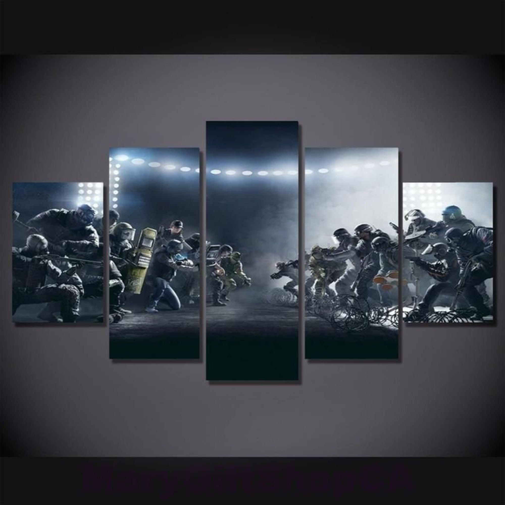 Stampe su Tela 5 Pezzi Rainbow Six Siege Living Room Modern Wall Art Modular Home Decoration Poster Canvas Painting-A_A 