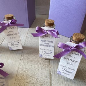 Segnaposto seminabile in provette vetro per comunione, battesimo, matrimonio...