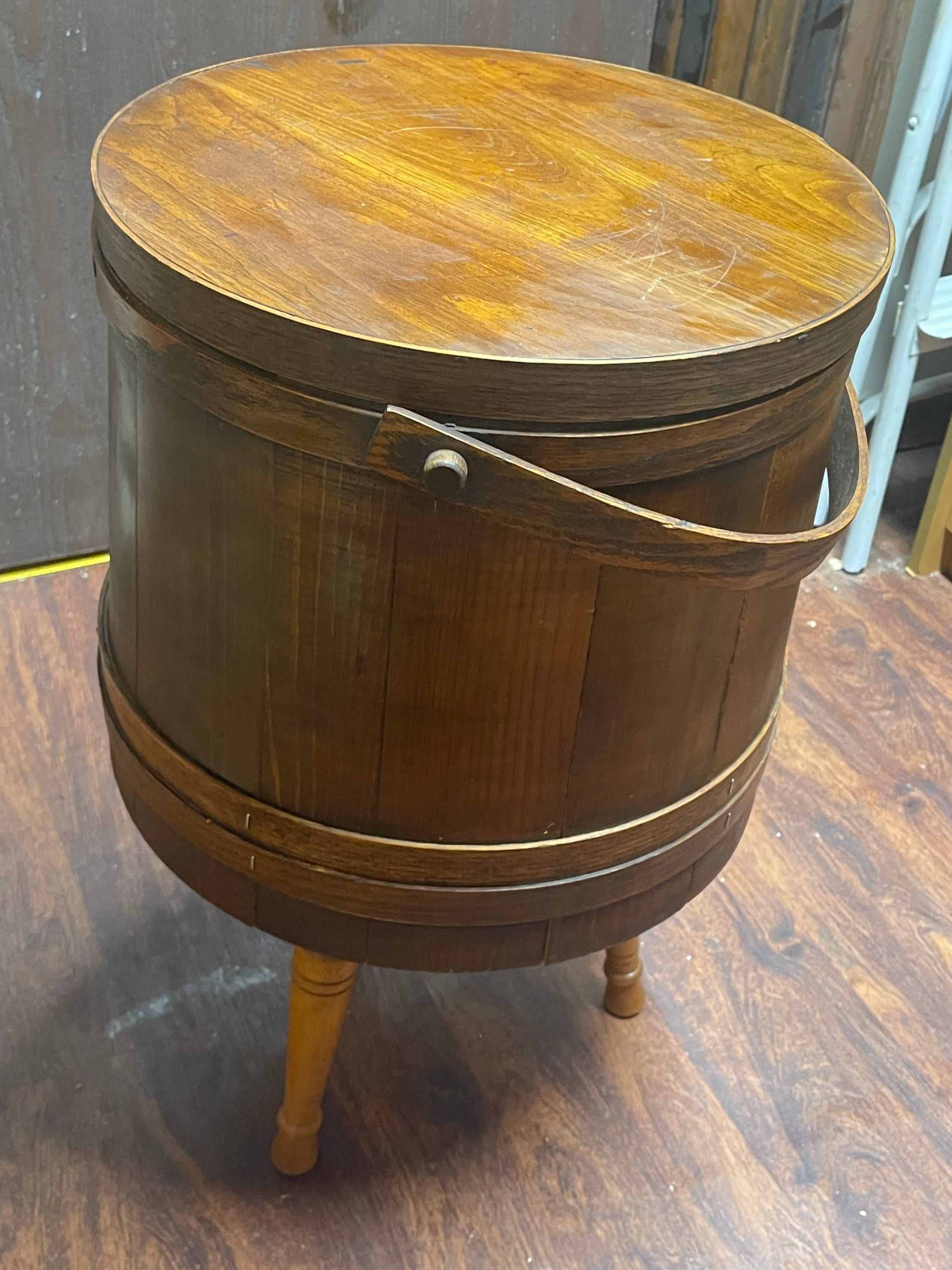 Vintage Midcentury Firkin Sewing Bucket Etsy