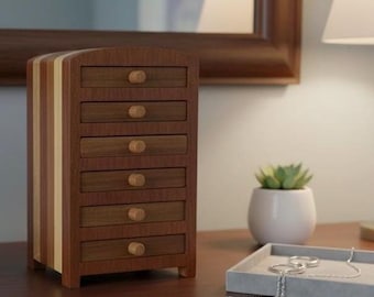 Jewelry Chest | Solid Wood Jewelry Cabinet | Hardwood Jewelry Armoire Keepsake Box