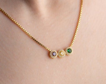 Family Birthstone Necklace for Grandma, Custom Mom Gift