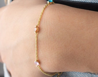 Personalized Birthstone Bracelet, Custom Gemstone Jewelry