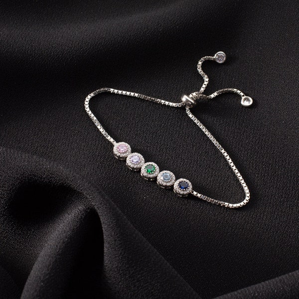 Personalisierte Familie Birthstone Armband, einstellbare Familie Birthstone Armband, Mutter Armband, Geschenk für sie, Geburtstagsgeschenk für Mama, Geburtstagsgeschenk