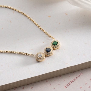 14K Gold Plated Family Birthstone Necklace, Birthstone Jewelry, Birthstone Gift, Christmas Gift,  Gift for Mom, Birthday Gift
