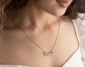 Personalized Birthstone Necklace, Family Mothers Day Gift